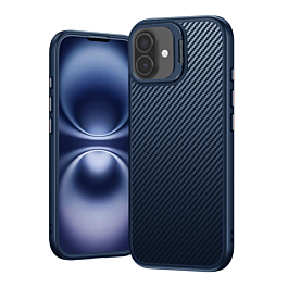 Carbon Fiber Textured Case For iPhone 17 - Blue