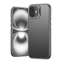 Carbon Fiber Textured Case For iPhone 17 - Silver