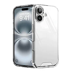 Simple Hard Case with Metal Buttons For iPhone 17 - Clear