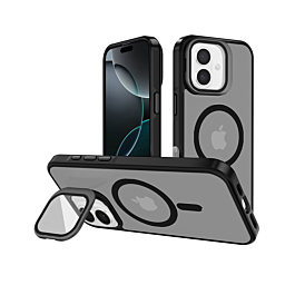 Matte Finish Case With Camera lens Kickstand For iPhone 17 - Black