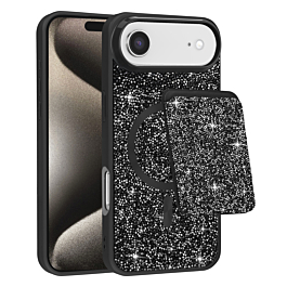Full Glitter Case With Wallet For iPhone Air - Black
