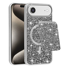 Full Glitter Case With Wallet For iPhone Air - Silver