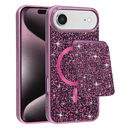 Full Glitter Case With Wallet For iPhone Air - Pink