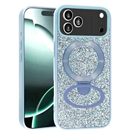 Full Glitter Case with MagSafe Kickstand for iphone 17 Pro Max- Blue