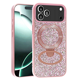 Full Glitter Case with MagSafe Kickstand for iphone 17 Pro Max- Pink
