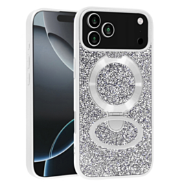 Full Glitter Case with MagSafe Kickstand for iphone 17 Pro Max- White