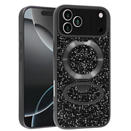 Full Glitter Case With MagSafe Kickstand for iphone 17 Pro- Black