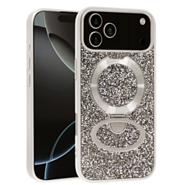 Full Glitter Case With MagSafe Kickstand for iphone 17 Pro- Off White