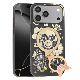 Luxury Case With Ring Stand for iphone 17 Pro- Black