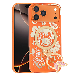Luxury Case With Ring Stand for iphone 17 Pro- Orange