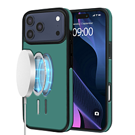 Full Cover Leather Case with Wireless Charging for iphone 17 Pro Max- Teal