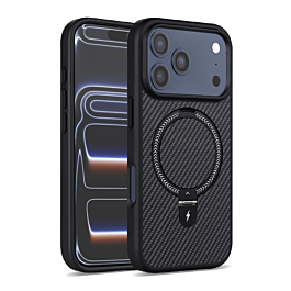 Carbon Fiber Case With Magsafe Kickstand for iphone 17 Pro Max- Black