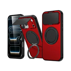 Matte case With flip lens and MagSafe Kickstand for iphone 17 Pro Max- Red