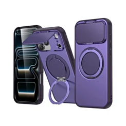 Matte case With flip lens and MagSafe Kickstand for iphone 17 Pro Max- Purple