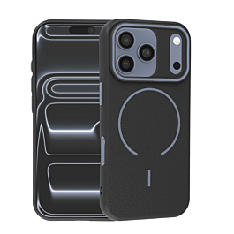 Soft leather Case With Magsafe for iphone 17 Pro - Black/ Blue