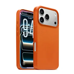 Premium Leather Case With Magsafe for iphone 17 Pro - Orange