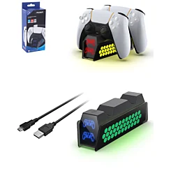 Dobe Dual Honeycomb RGB Charger for PlayStation 5 (Dual Sense) Wireless Controller
