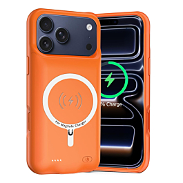 Slim Charging Case with Msafe Charging (7,000 mAh) for iPhone 17 Pro Orange