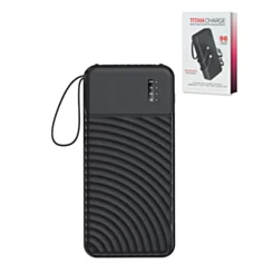 POMGEAR Titan Charge Portable Powerbank with Built in Cables (Black) (20000mAh)