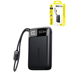 BASEUS EnerFill FC11 Digital Display Power Bank with Dual Built-in Cables (22.5W) (10000 mAh) (CLUSTER BLACK)