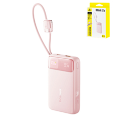 BASEUS EnerFill FC11 Power Bank with USB C-C Retractable Fast Charging Cable (22.5W) (10000mAh) (BABY PINK)