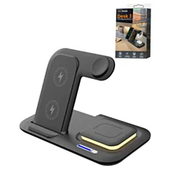 4-in-1 Wireless Charger Stand Fast Charging Station & Touch Nightlight (15W) (BLACK)
