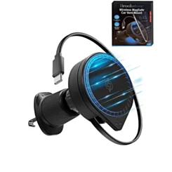 Brookstone Wireless MagSafe Car Mount with Retractable Cable (15W) (BLACK)