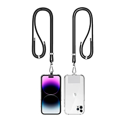 Mobile Phone Straps with Card Holder (2ft) - Black