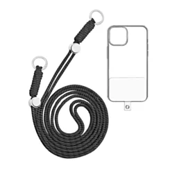 Adjustable Braided Phone Lanyard (3.6ft) (BLACK/White)
