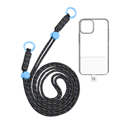 Adjustable Braided Phone Lanyard (3.6ft) (Dark Blue/White)