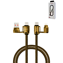 Ven-Dens USB A+C to C+L Fast Charging Data Cable with Lanyard (GOLD) (60W) (6ft)