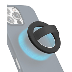 Silicone Magnetic Mount 360 Rotation Finger Smartphone Stand - Black