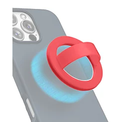 Silicone Magnetic Mount 360 Rotation Finger Smartphone Stand - Red