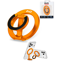 EVO FlexRing Magnetic Phone Holder with Kickstand Support & Wireless Charging (Orange)