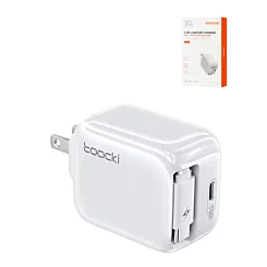 Toocki PD Built-In USB C Cable Wall Charger (WHITE) (30W)