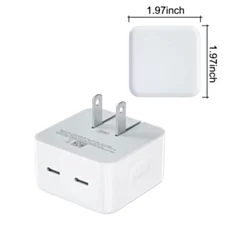 Dual USB-C Port Compact Power Adapter (WHITE) (35W)