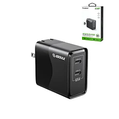 Esoulk EK2005 Dual USB C Wall Charging Plug (Black) (65W)