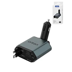 Onten 4in1 Retractable Car Charger with Built In USB C and USB L Fast Charging Cable (3ft) (60W)