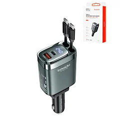 Toocki PD USB C+C+A Car Charger with Display (BLACK) (105W)