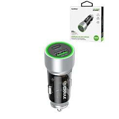 Esoulk PD QC USB A+C Car Charger (SILVER) (48W)