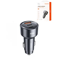 Toocki PD USB C+C+A Car Charger (BLACK) (65W)