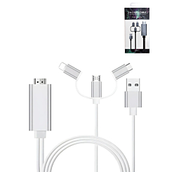Display 3in1 Cable for HDMI & USB L / M / C (HDTV / Charging & Data)
