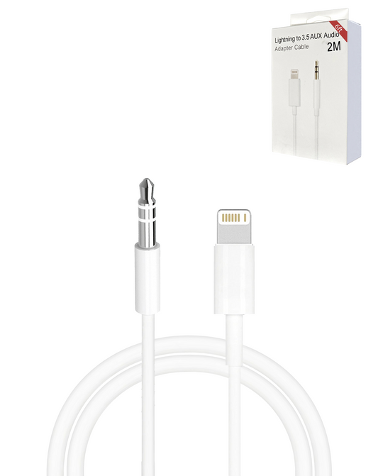 USB L-AUX Headphone Jack Cable (WHITE) (6ft)