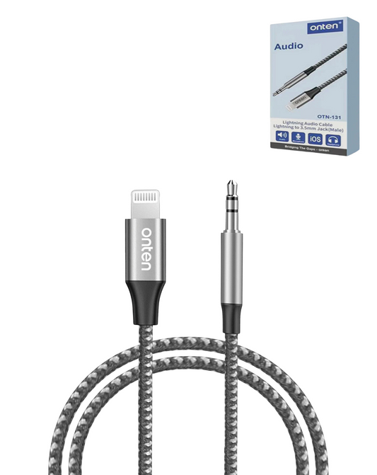 Onten USB-L to Aux Cable (GRAY) (6ft)