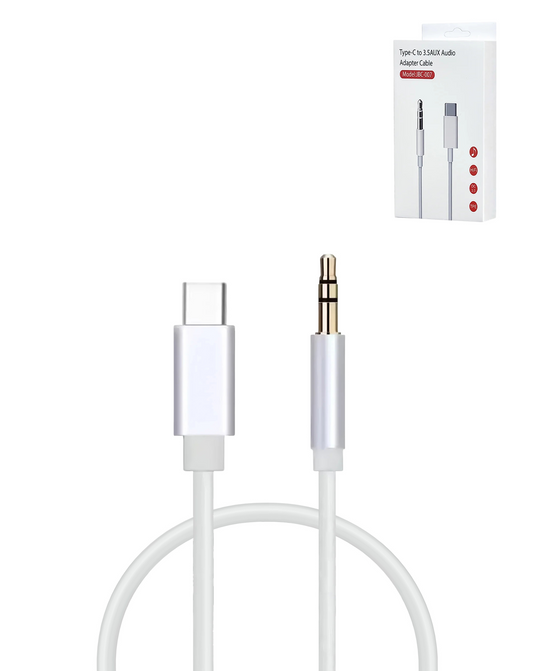USB C-AUX Headphone Jack Cable (WHITE) (3ft)