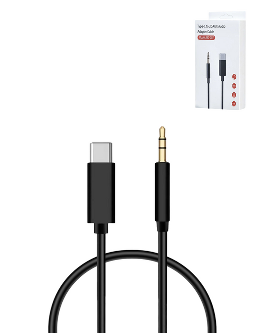 USB C-AUX Headphone Jack Cable (BLACK) (3ft)