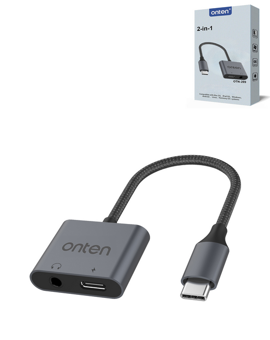 Onten 2in1 USB C to AUX + Charging Converter (with Chip)