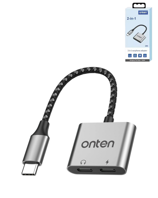 Onten 2in1 USB C to AUX + Charging Converter (with Chip)
