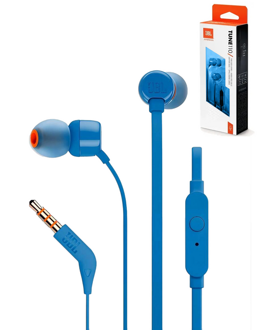 JBL Tune 110 Wired In-Ear Headphones (ECO PKG) (BLUE)