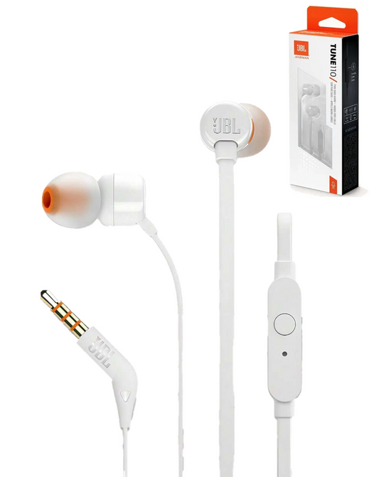 JBL Tune 110 Wired In-Ear Headphones (ECO PKG) (WHITE)
